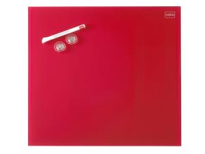 1903954 NOBO Nobo Diamond Glass Board Magnetic Red 300x300mm Retail Pack                                                                                           