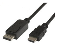 DP-HDMI-100 MICROCONNECT Displayport to HDMI Cable 1m DisplayPort Male - HDMI Male  OD: 6.0MM, Gold-plated connectors, Signal direction: DisplayPort to HDMI