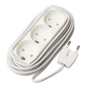 EL Socket 3 power outlet U/J  white 5m 5,0 meter cord thumbnail