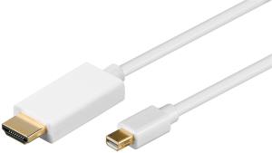 MDPHDMI1 MICROCONNECT Mini Displayport to HDMI  Cable 1m incl. audio  transmission, White, with gold plated plugs, resolution : 1920*1080p