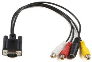 MONGGSV MICROCONNECT VGA to S-video 3x RCA 0,3m. MONGGSV, 0.3 m, VGA (D-Sub),  RCA + S-Video, Black, Male/Female