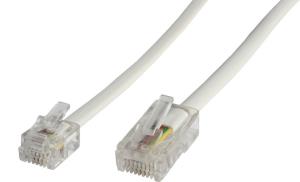 RJ11-RJ45 6M M/M White 6P/4C-8P/4C