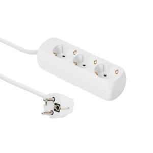 3-way Schuko Socket 5M White Without ON/OFF Switch, with  child protection thumbnail