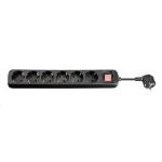 GRU0065B MICROCONNECT 6-way Schuko Socket on/off  switch 5M Black With ON/OF  switch and child protection