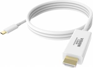 TC 2MUSBCHDMI VISION Professional installation-grade USB-C to HDMI cable - LIFETIME WARRANTY - 4K @ 60 Hz - USB-C 3.1 (M) to HDMI (M) - outer diameter 4.5 mm - 32 AWG - 2 m - white