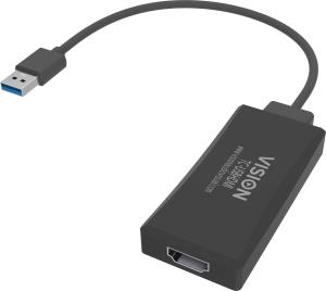 TC-USBHDMI VISION Plugs into USB and has full-sized HDMI socket - does not work for mac - maximum resolution 1920 x 1200 - USB-A 3.0 (m) to HDMI (f) - driver built into adaptor - black