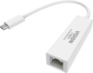 TC-USBCETH VISION 10/100/1000 mbps auto-sensing capability and auto-mdix (straight and crossed network cable auto-detection) - pxe boot function enabled - USB-C 3.1 (m) to RJ45 (f) - driver on USB adaptor - white