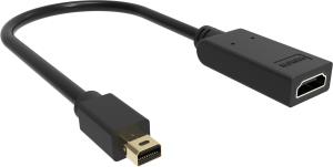 TC-MDPHDMI/BL VISION Professional installation-grade Mini DisplayPort to HDMI adaptor - LIFETIME WARRANTY - 4K 60Hz - gold connectors - HDMI 2.0 - does not convert HDMI to DP - mDP (M) to HDMI (F) - ATI eyefinity multi-screen display - overall length 225 mm -  outer 5.5 mm -