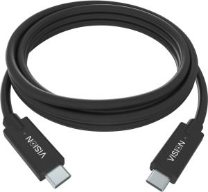 TC 2MUSBC/BL VISION Professional installation-grade USB-C cable - LIFETIME WARRANTY - USB 3.2 Gen 1 5 Gbps - supports 3A charging current - USB-C 3.1 (M) to USB-C 3.1 (M) - outer diameter 4.5 mm - 22+30 AWG - 2 m - black