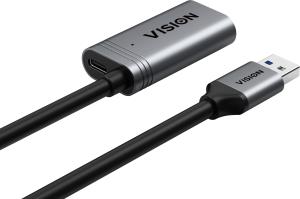 5 m USB 3.0 active extension cable - nickel plated connectors - bandwidth 3 Gbps - includes USB cable if additional boost power required - over 65 percent coverage braided shield - USB A (f) to USB A (m) - outer diameter 6.0 mm - 26 AWG - black thumbnail