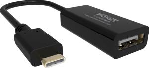 USB C to DisplayPort adaptor - plugs into USB C and has full-sized DP socket - maximum resolution 8k 60 hz - USB C 3.2 (m) to DP (f) - driver built into adaptor - black thumbnail