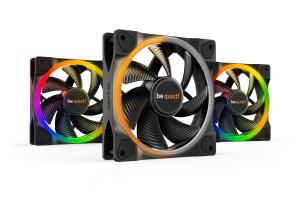 BL076 BE QUIET be quiet! Light Wings PWM Addressable RGB Fan Pack, 120mm, 1700RPM, 4-Pin PWM Fan & 3-Pin ARGB Connectors, Black Frame, Black Blades, ARGB Lighting on Front & Rear, Addressable RGB Hub Included