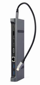 EU Product - USB Typ-C 9-in-1 Kombi Adapter HUB+HDMI+DP+LAN grau thumbnail