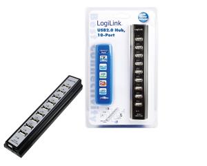 EU Product - USB-HUB 10-Port m. Netzteil schwarz Kunststoff thumbnail