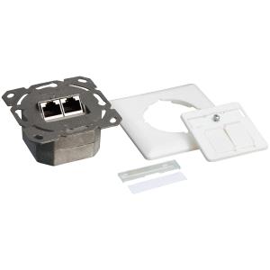 EU Product - Cat.6A Anschlussdose, 2x RJ45,wei�, waagerecht thumbnail