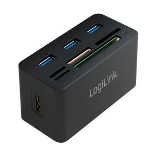 CR0042 LOGILINK Card Reader extern mit 3xUSB 3.0 HUB AiO Cardreader