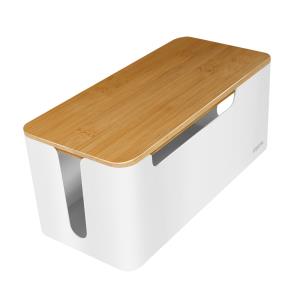 EU Product - Kabelbox wei� mit Bambus-Deckel 320x140x130mm thumbnail