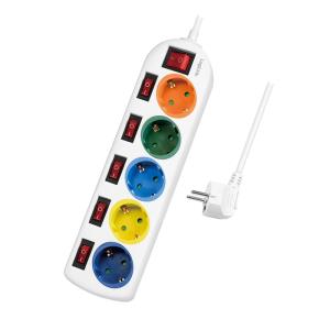 EU Product - Steckdosenleiste 5-fach,5xCEE 7/3,m. 6Schalter,bunt thumbnail