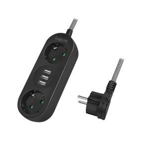 EU Product - Steckdosenleiste 2-fach,2xCEE 7/3+3xUSB-A,Textilkab thumbnail