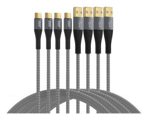 EU Product - USB-A auf USB-C Kabelset 60W QC 3A 0,5+1+2+3m grau thumbnail
