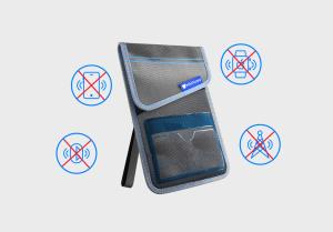 MAX ShieldBloc Phone Pouch with RF Blocking ID Pocket and Velcro Closures (Grey) thumbnail