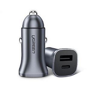 EU Product - car charger USB-C / USB-A, 24W, PD, QC - Gray thumbnail