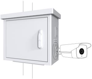 Midi Radius Pole Mounted CCTV  Cabinet For 4 cameras 600 x  300 x 550mm - White thumbnail