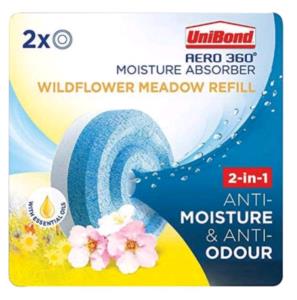 2631292 UNIBOND Aero 360 Moisture Absorber 2-in-1 Anti-Moisture and Anti-Odour Wildflower Meadow Refill (Pack 2) - 2631292